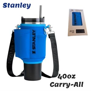 Stanley 40 OZ Quencher Carry All Azure w/ 🖤 Strap NEW